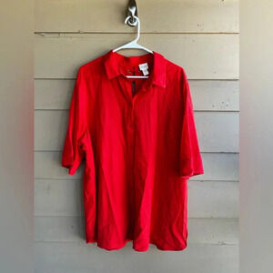 Chico's Red Button Down Shirt - Size 4 (XXL)